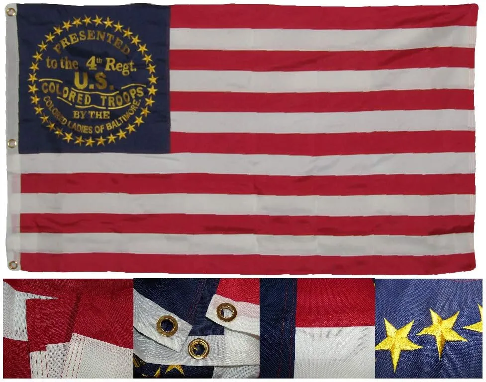 AES 3x5 Embroidered USCT Maryland 4th Division 600D 2 Ply Nylon Premium Quality Flag 3'x5'