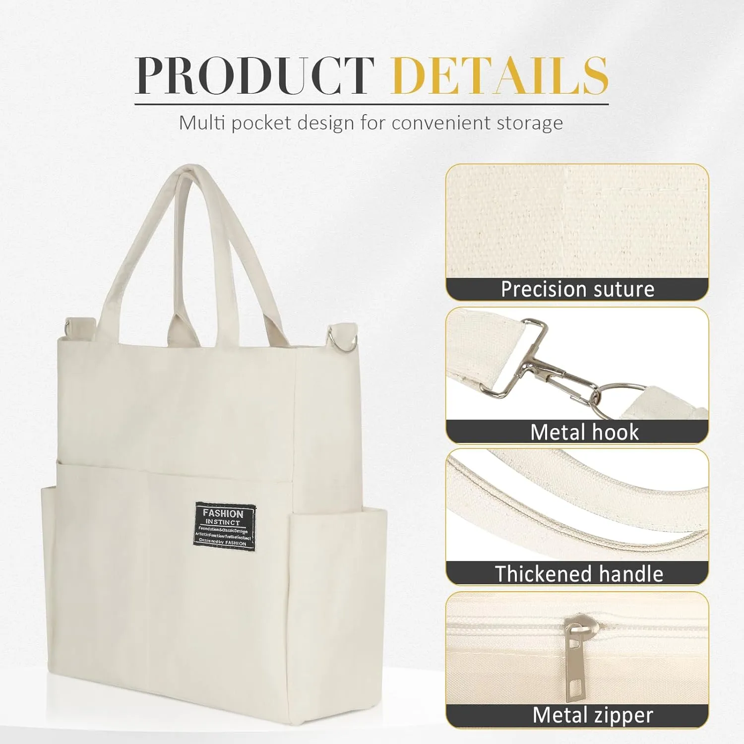 Afashor Women's Canvas Tote Bag Fashion Crossbody Handbag Large Capacity Travel Satchel