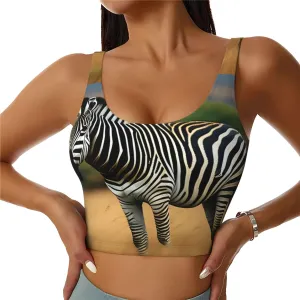 Africa Grassland Zebra Printing Women's Sports Vest for Yoga Workout Fitness - Casual Sleeveless for Athletic Girls, Black, Medium