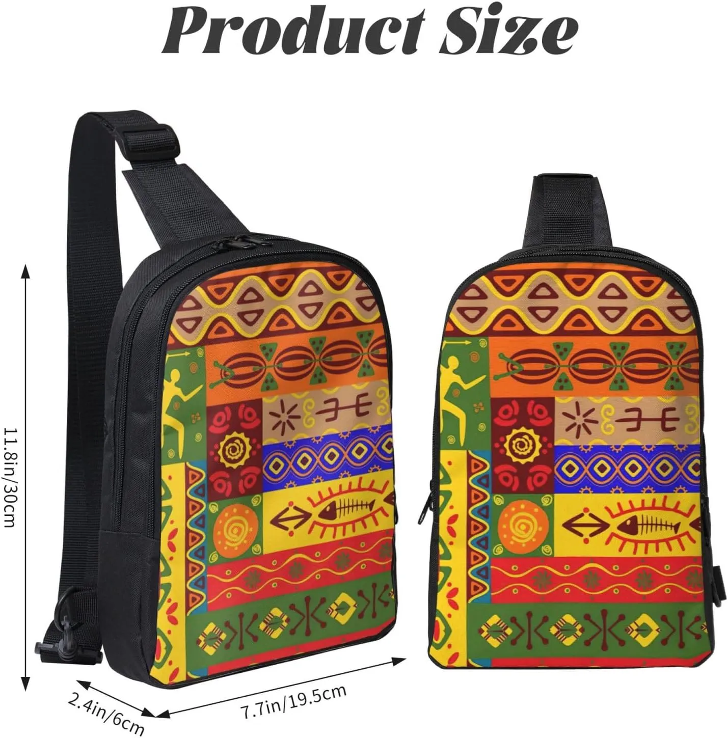 African National Patterns Dual Pocket Chest Bag - Versatile Purse, Sling Purse - Ideal for Concerts, Sports, Travelling, & More