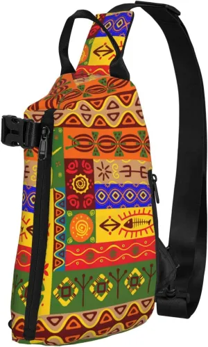 African National Patterns Print Trend Casual Crossbody Chest Bag Leisure Travel For Men And Women Crossbody Bag