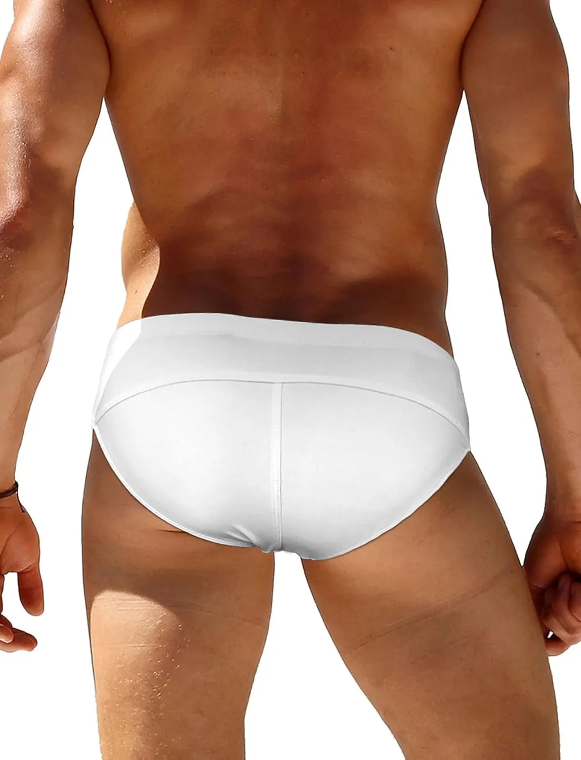 AIEOE Men’s Swim Briefs Low Rise Quick Dry Swimsuit Athletic Training Swimwear Hook and Eye