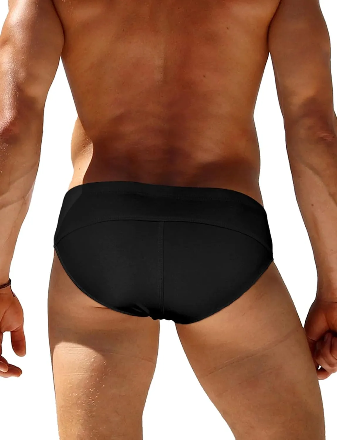 AIEOE Men’s Swim Briefs Low Rise Quick Dry Swimsuit Athletic Training Swimwear Hook and Eye
