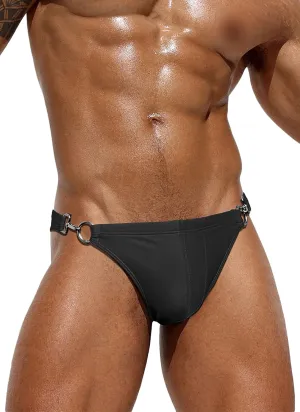 AIEOE Men’s Swim Briefs Low Rise Quick Dry Swimsuit Athletic Training Swimwear Hook and Eye