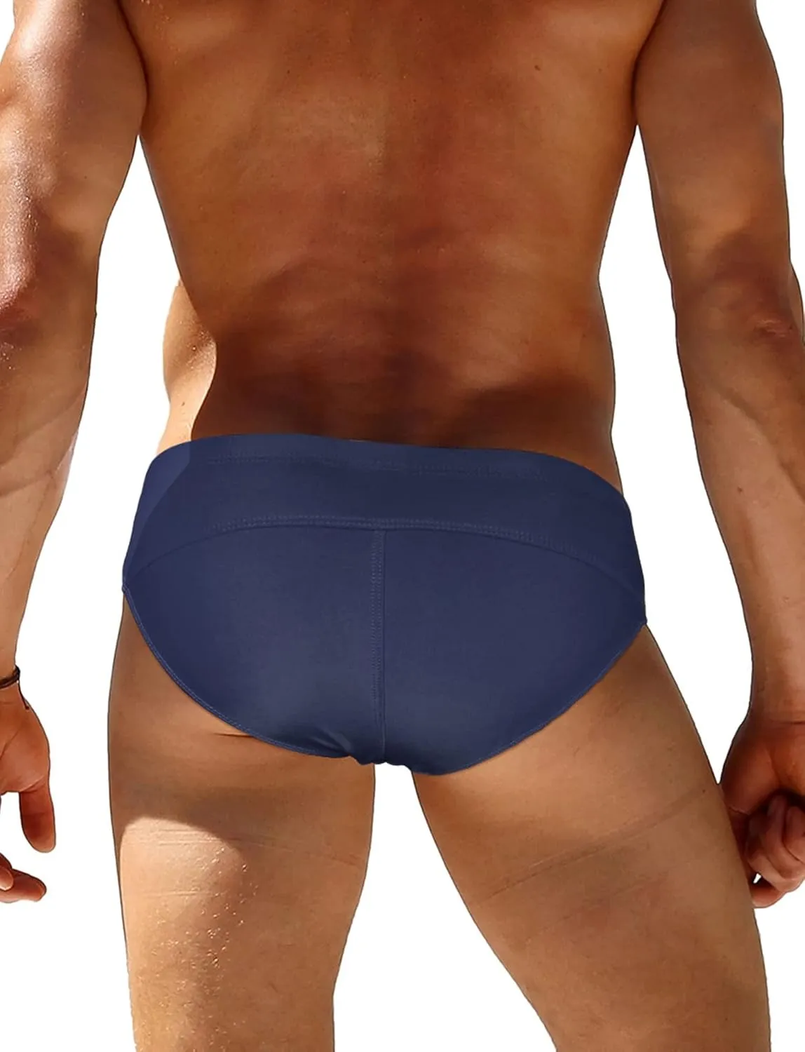 AIEOE Men’s Swim Briefs Low Rise Quick Dry Swimsuit Athletic Training Swimwear Hook and Eye