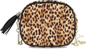 ALAZA PU Leather Small Crossbody Bag Purse Wallet Leopard Print Animal Cell Phone Bags with Adjustable Chain Strap & Multi Pocket