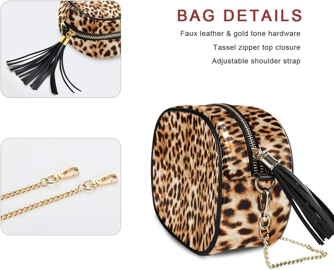ALAZA PU Leather Small Crossbody Bag Purse Wallet Leopard Print Animal Cell Phone Bags with Adjustable Chain Strap & Multi Pocket