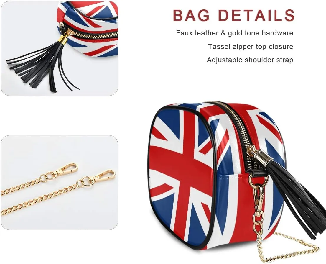 ALAZA PU Leather Small Crossbody Bag Purse Wallet UK British Flag Cell Phone Bags with Adjustable Chain Strap & Multi Pocket