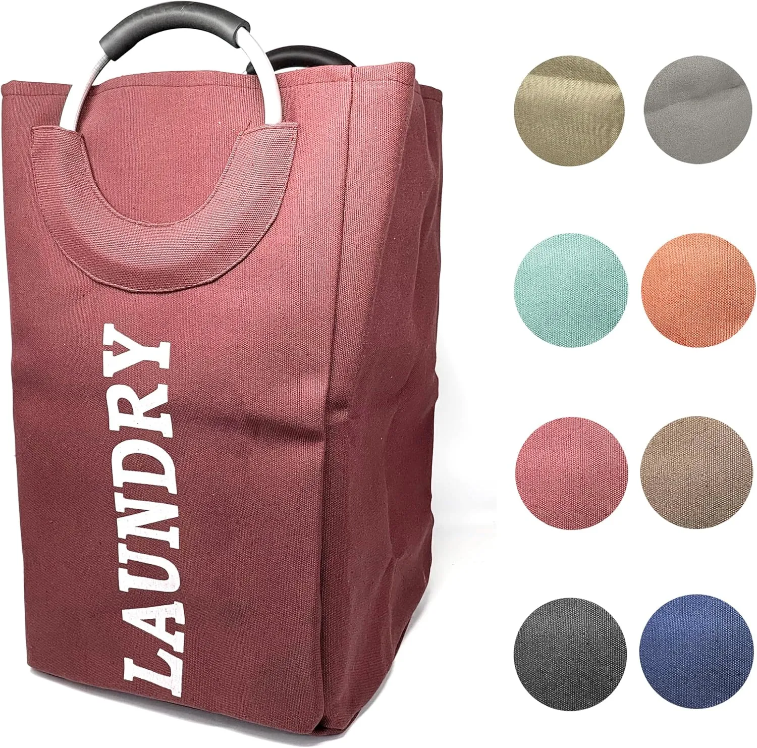 Allgala Canvas Like Laundry Bag with Aluminium Handle-Burgundy-LB80505