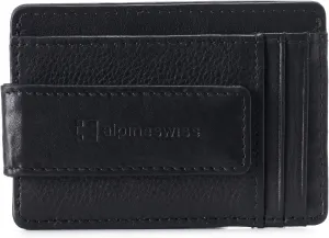 Alpine Swiss Harper Mens RFID Slim Money Clip Front Pocket Wallet Minimalist Leather ID Card Holder