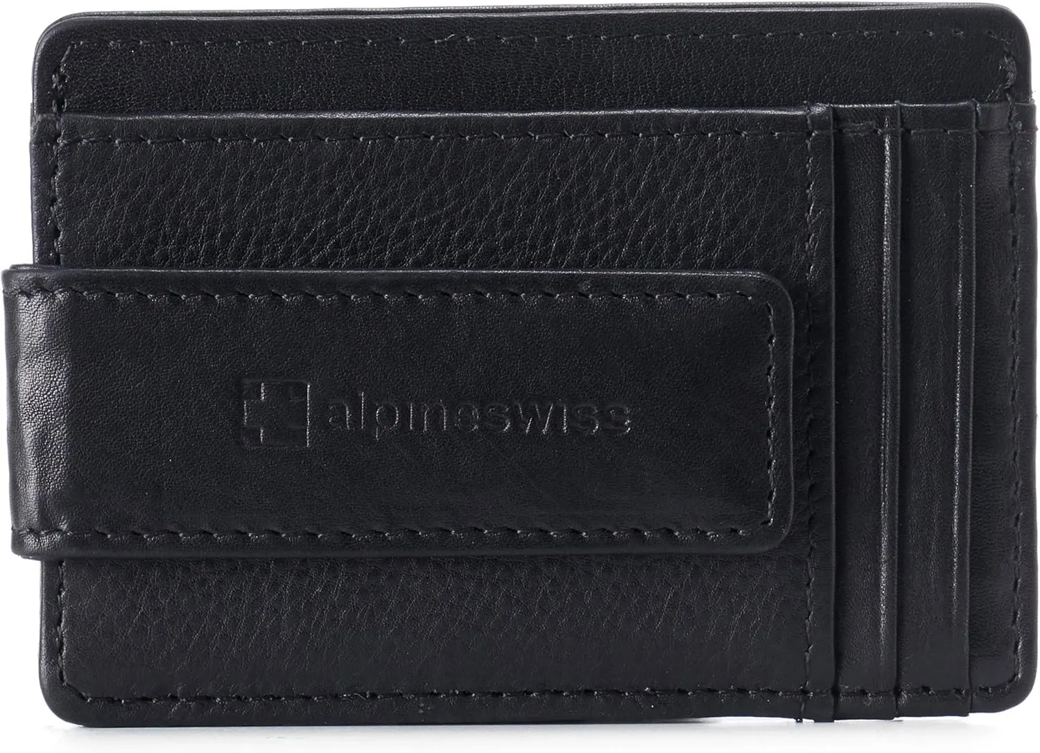 Alpine Swiss Harper Mens RFID Slim Money Clip Front Pocket Wallet Minimalist Leather ID Card Holder