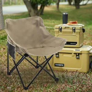 Alunaune Camping Chairs Folding Lawn Chair, Portable Beach Picnic Backpacking Chair for Adults Outdoor Sports Hiking Travel Fishing with Side Pocket Wide Seat-Khaki