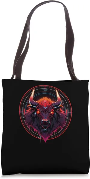 American Bison Rampaging Across Plains Anime Buffalo Roam Tote Bag