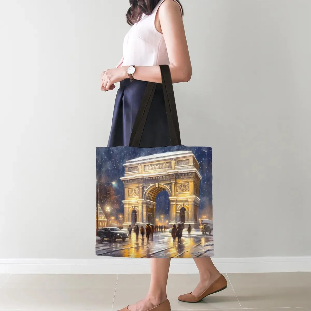 American Romantic Bicycle Canvas Tote Bag for Women Men Stylish Tote Handbag Shoulder Bag Reusable Grocery Bag