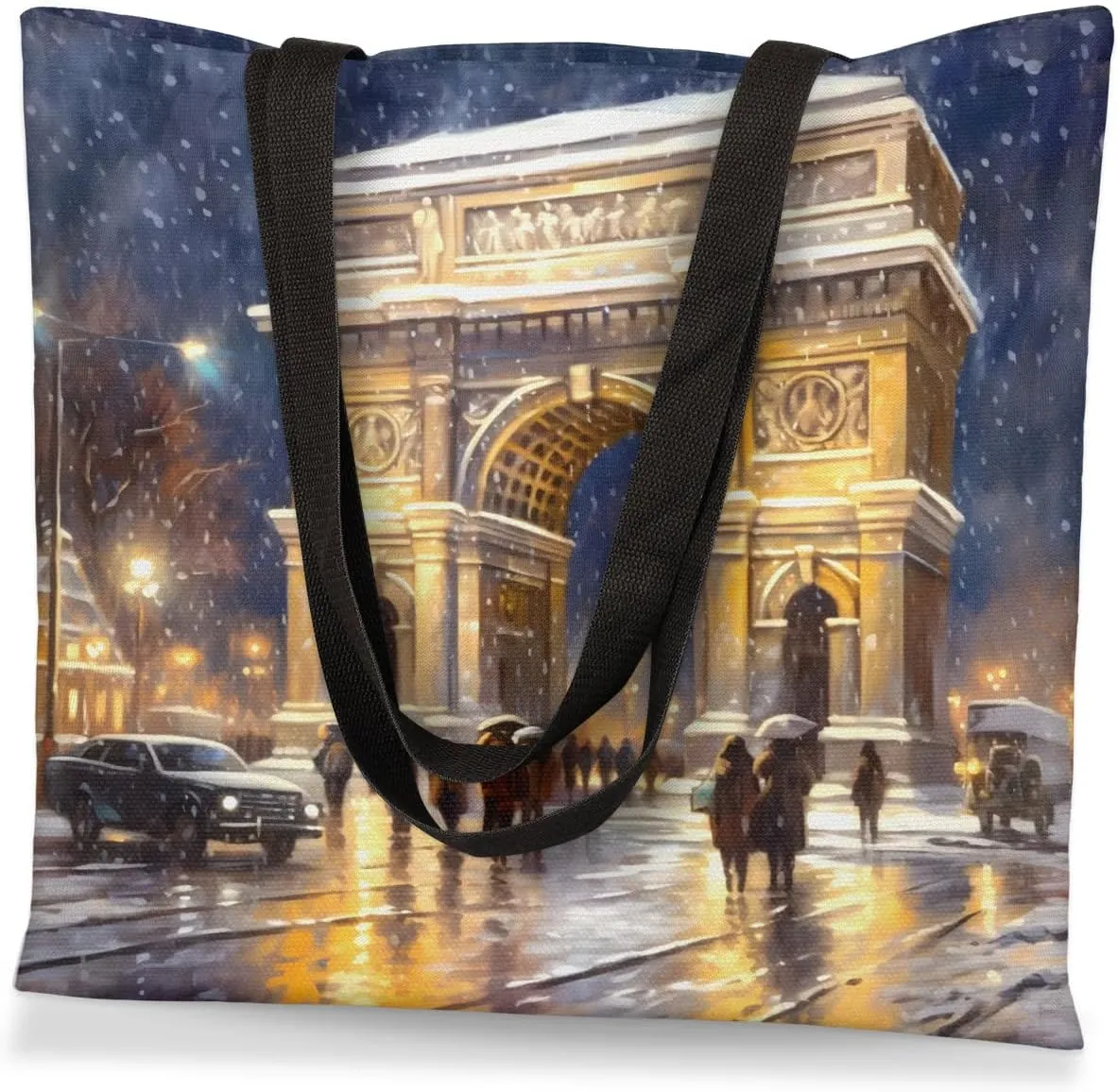 American Romantic Bicycle Canvas Tote Bag for Women Men Stylish Tote Handbag Shoulder Bag Reusable Grocery Bag