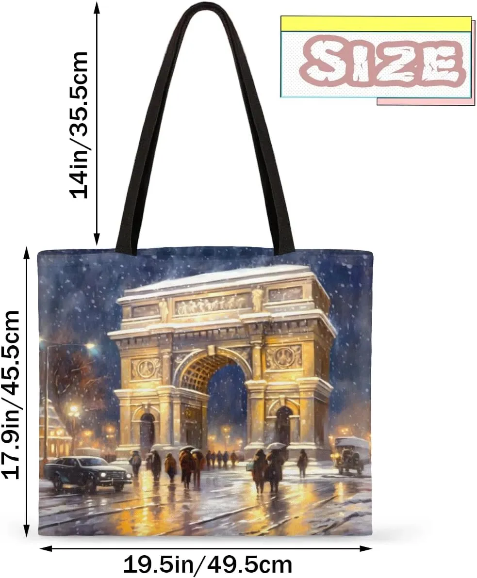 American Romantic Bicycle Canvas Tote Bag for Women Men Stylish Tote Handbag Shoulder Bag Reusable Grocery Bag
