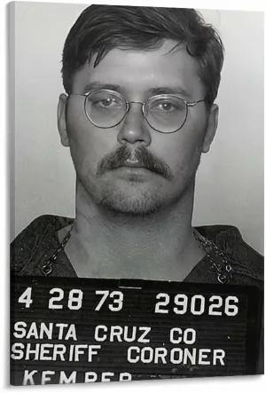 American Serial Killers Ed Kemper Black And White Vintage Poster Canvas Painting Wall Art Poster for Bedroom Living Room Decor 16x24inch(40x60cm) Frame-style