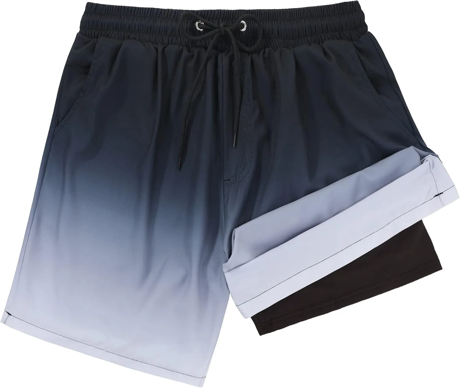 American Trends Men's Swim Trunks Board Shorts Quick Dry Mens Swimming Trunks with Compression Liner