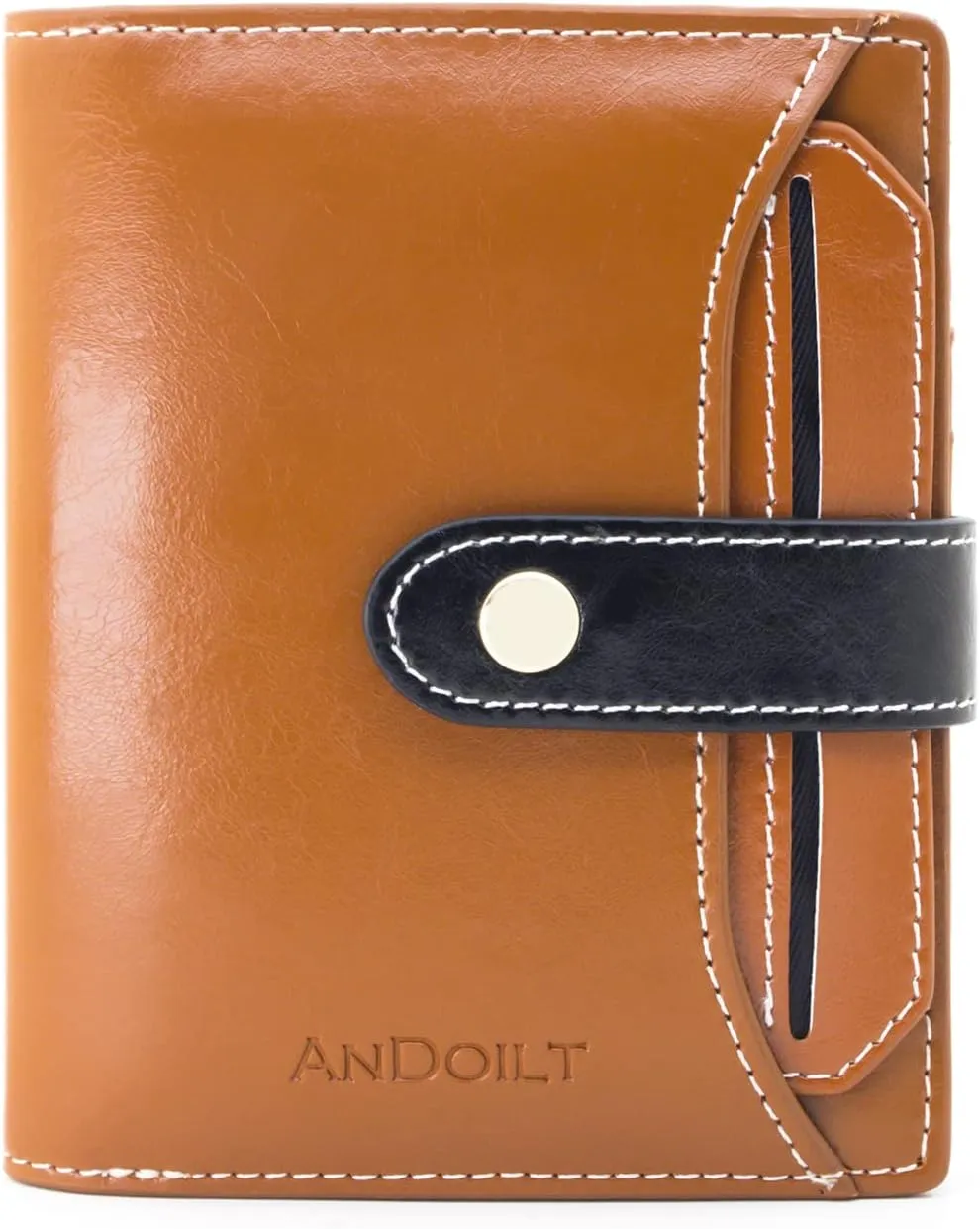 ANDOILT Wallets for Women Genuine Leather Small Bifold Wallet RFID Blocking Card Case Purse with ID Window Coin Pocket