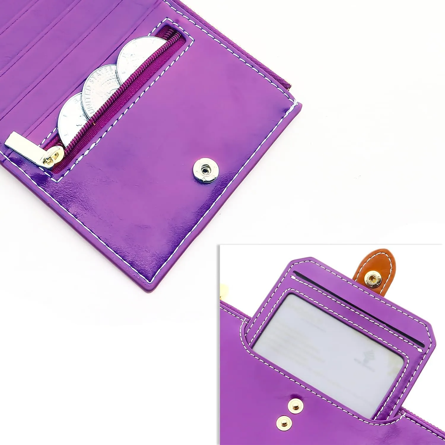 ANDOILT Wallets for Women Genuine Leather Wallet RFID Blocking Bifold Multi Card Case Purse with Zipper Pocket Handbag