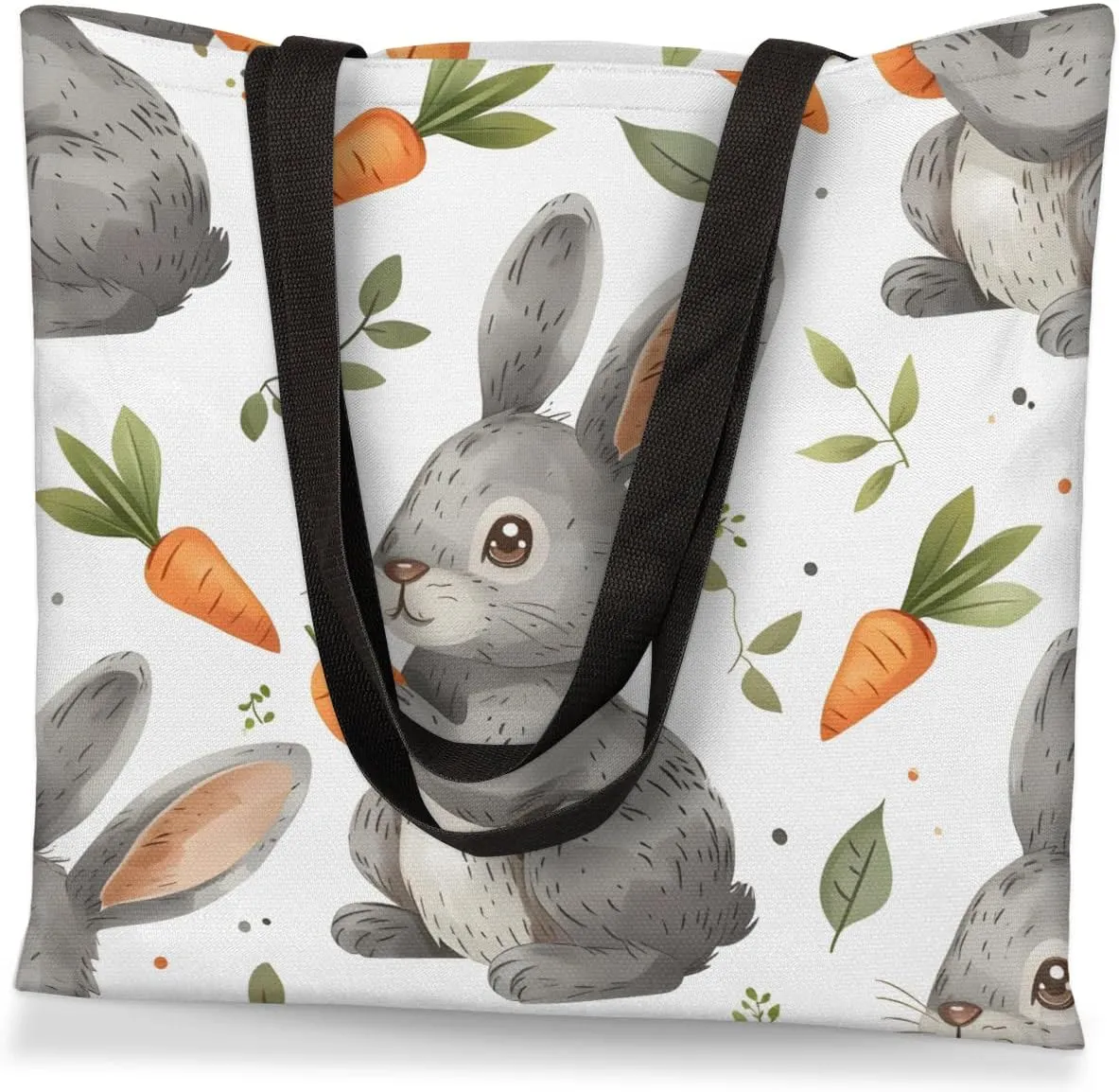 Animal Chicken Flowers Canvas Tote Bag for Women Men Stylish Tote Handbag Shoulder Bag Reusable Grocery Bag