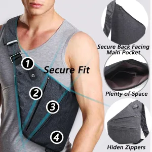 Anti Theft Bag for Women Men, Personal Flex Travel Purses Anti Theft Crossbody Bags Multi Pocket Bag