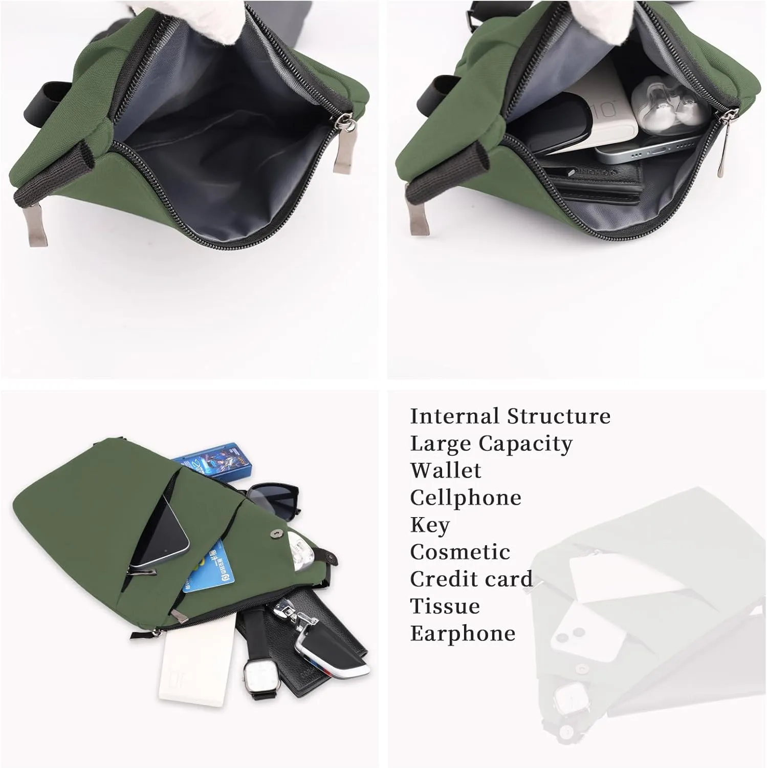 Anti Theft Crossbody Bag,Sling Bag for Women Men,Multi-pocket Chest Shoulder Bag for Travel, Sport, Work