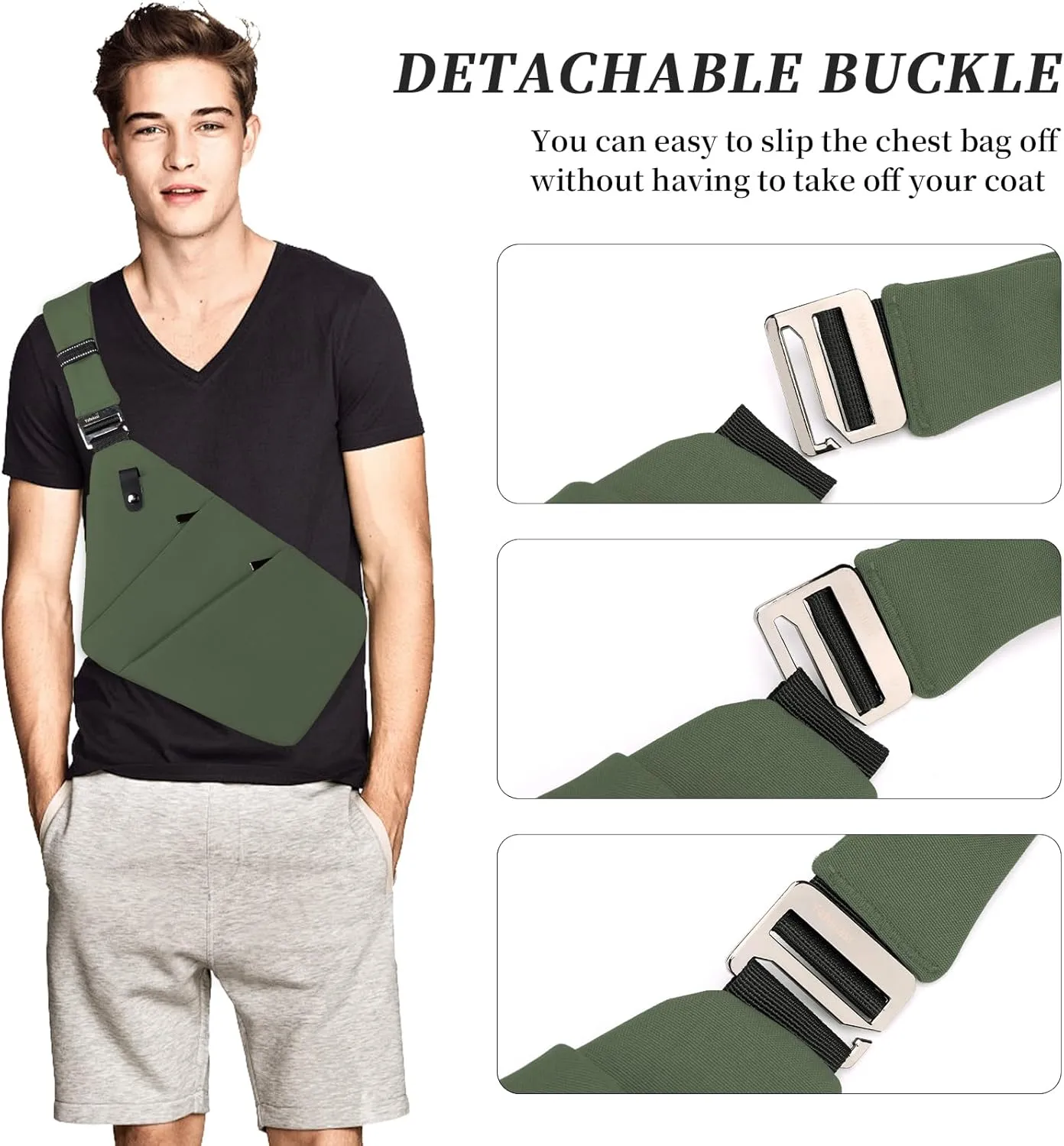 Anti Theft Crossbody Bag,Sling Bag for Women Men,Multi-pocket Chest Shoulder Bag for Travel, Sport, Work