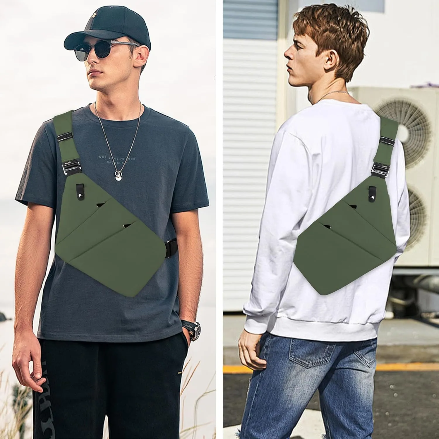 Anti Theft Crossbody Bag,Sling Bag for Women Men,Multi-pocket Chest Shoulder Bag for Travel, Sport, Work