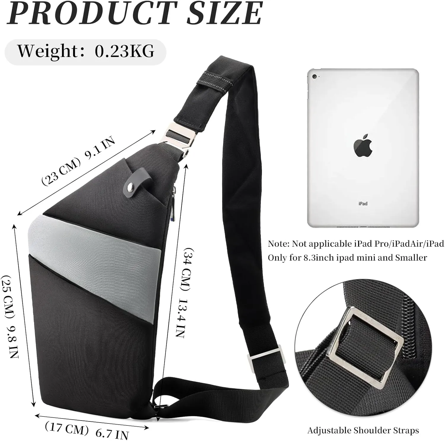 Anti Theft Crossbody Travel Bag - Multi-pocket Shoulder Bag with Adjustable Strap,Slim Sling Bag for Women Men