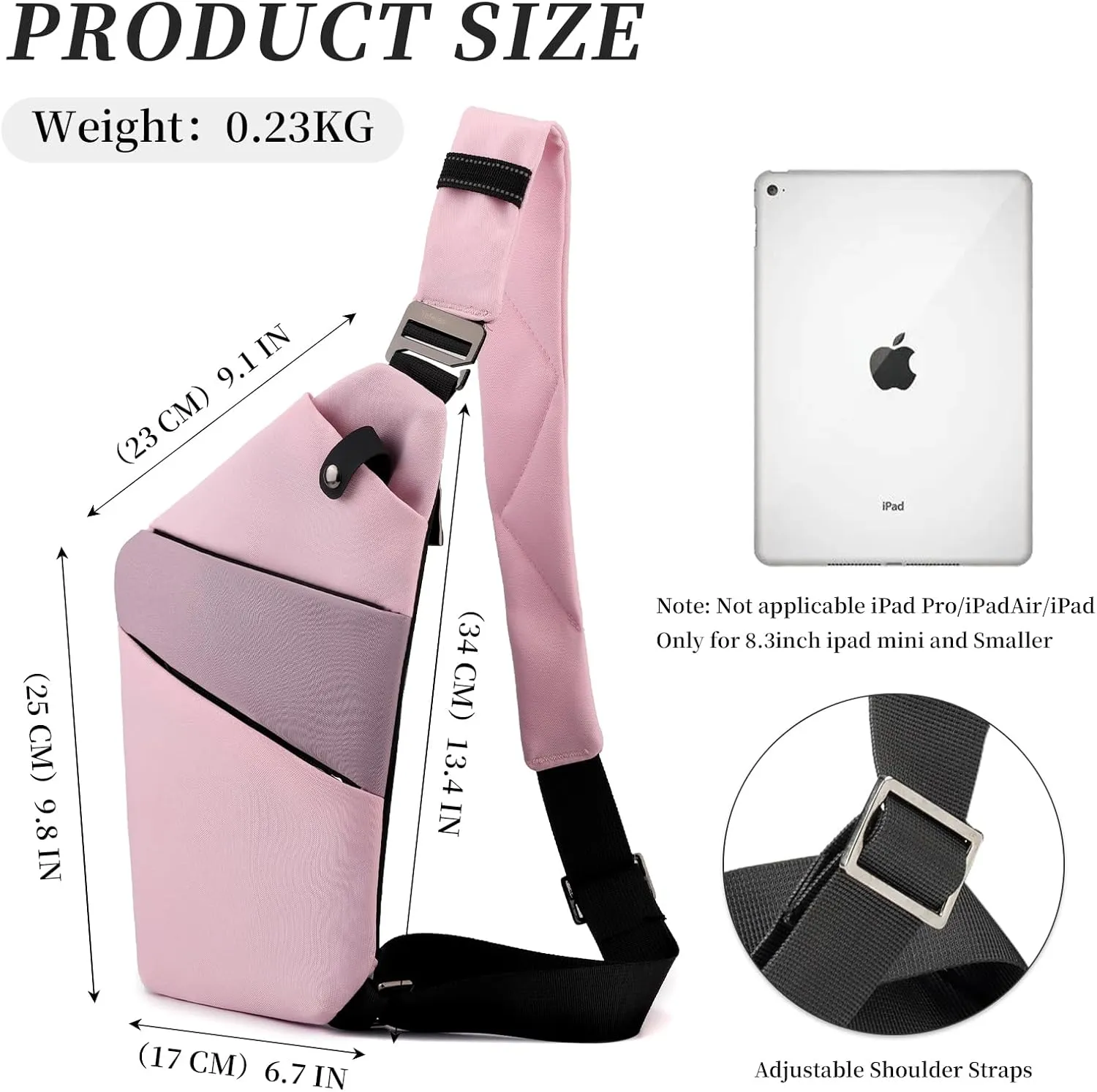 Anti Theft Crossbody Travel Bag - Multi-pocket Shoulder Bag with Adjustable Strap,Slim Sling Bag for Women Men