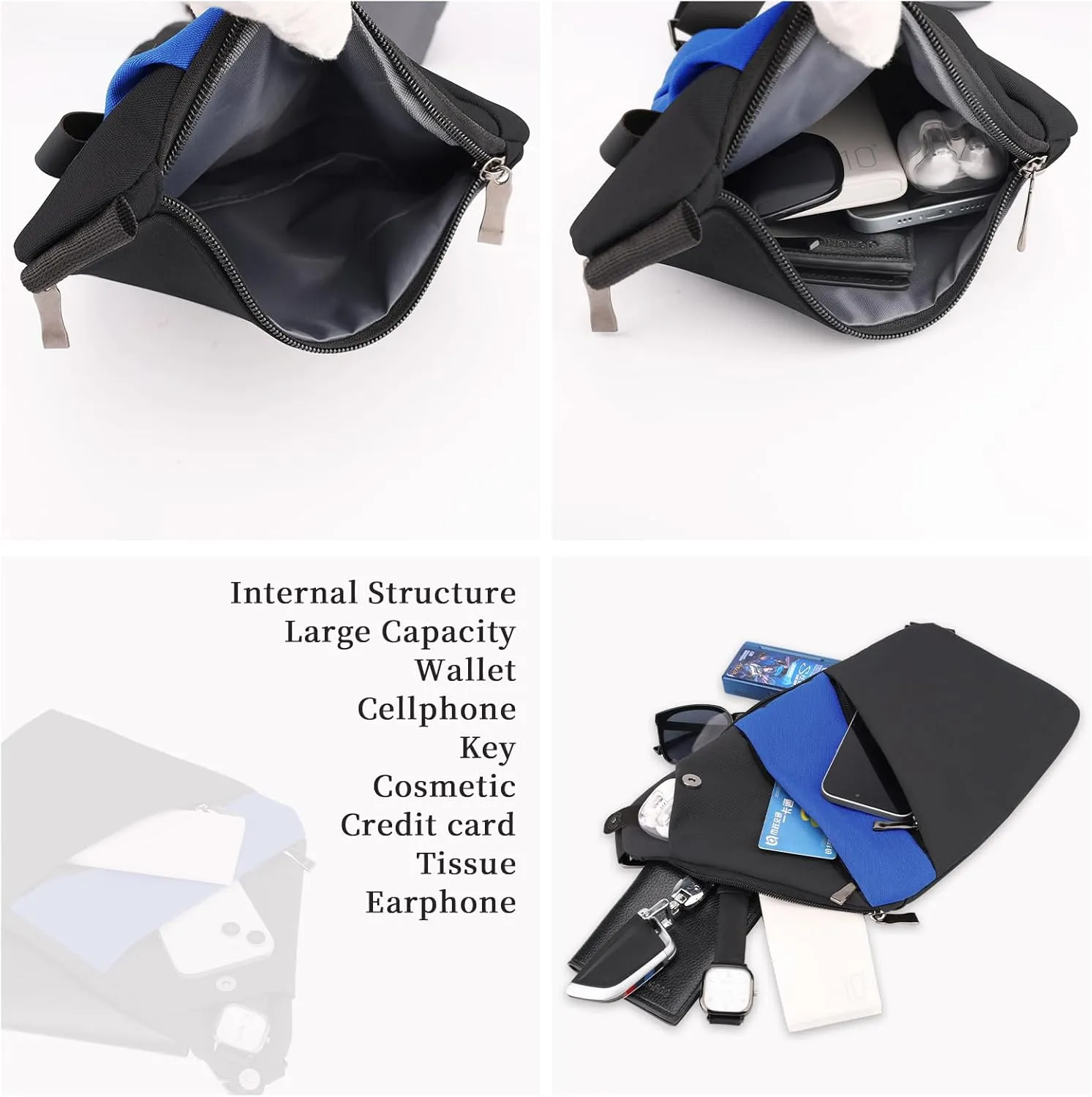 Anti Theft Crossbody Travel Bag - Multi-pocket Shoulder Bag with Adjustable Strap,Slim Sling Bag for Women Men
