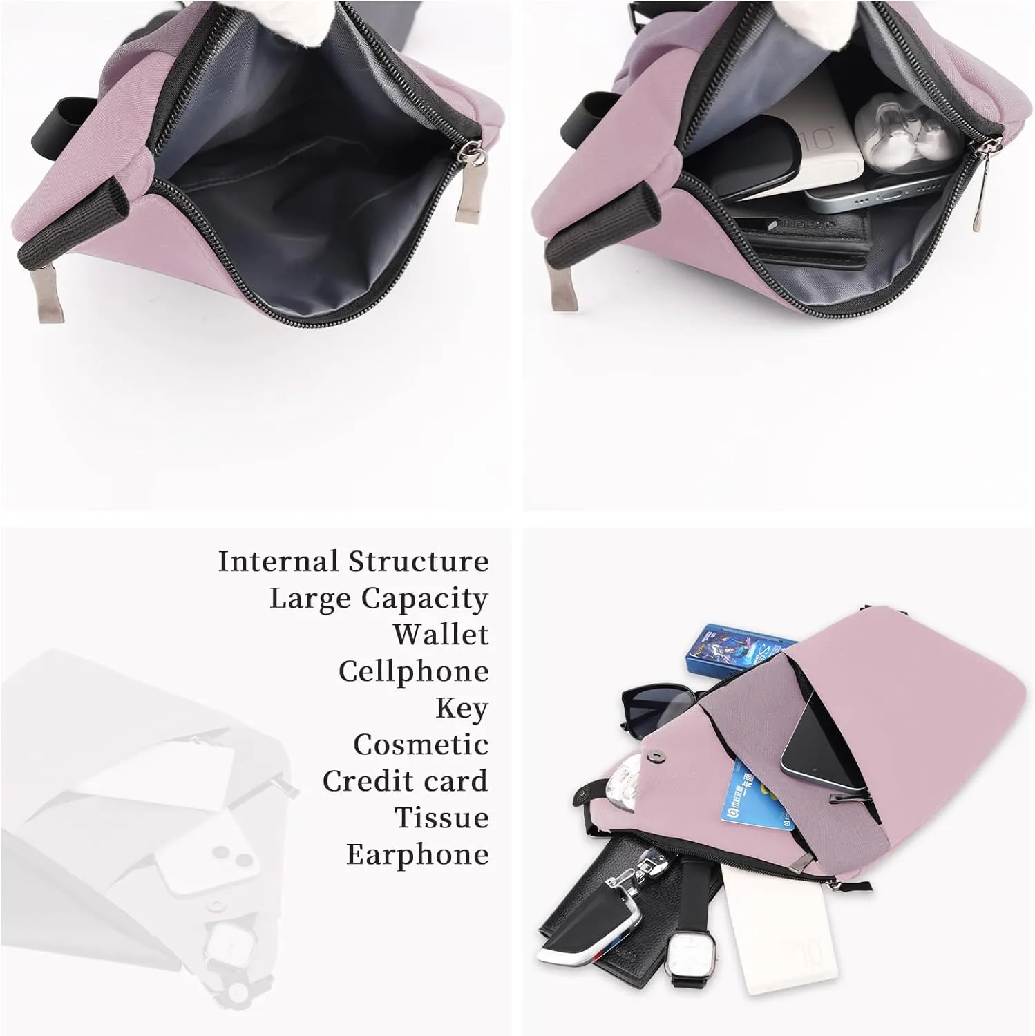 Anti Theft Crossbody Travel Bag - Multi-pocket Shoulder Bag with Adjustable Strap,Slim Sling Bag for Women Men
