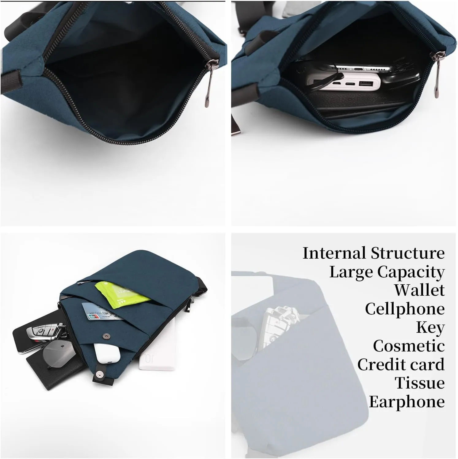 Anti Theft Crossbody Travel Bag - Multi-pocket Shoulder Bag with Adjustable Strap,Slim Sling Bag for Women Men