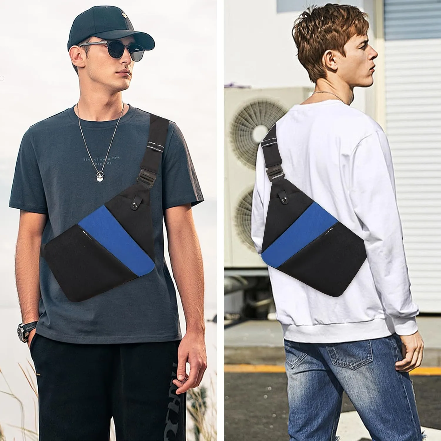Anti Theft Crossbody Travel Bag - Multi-pocket Shoulder Bag with Adjustable Strap,Slim Sling Bag for Women Men