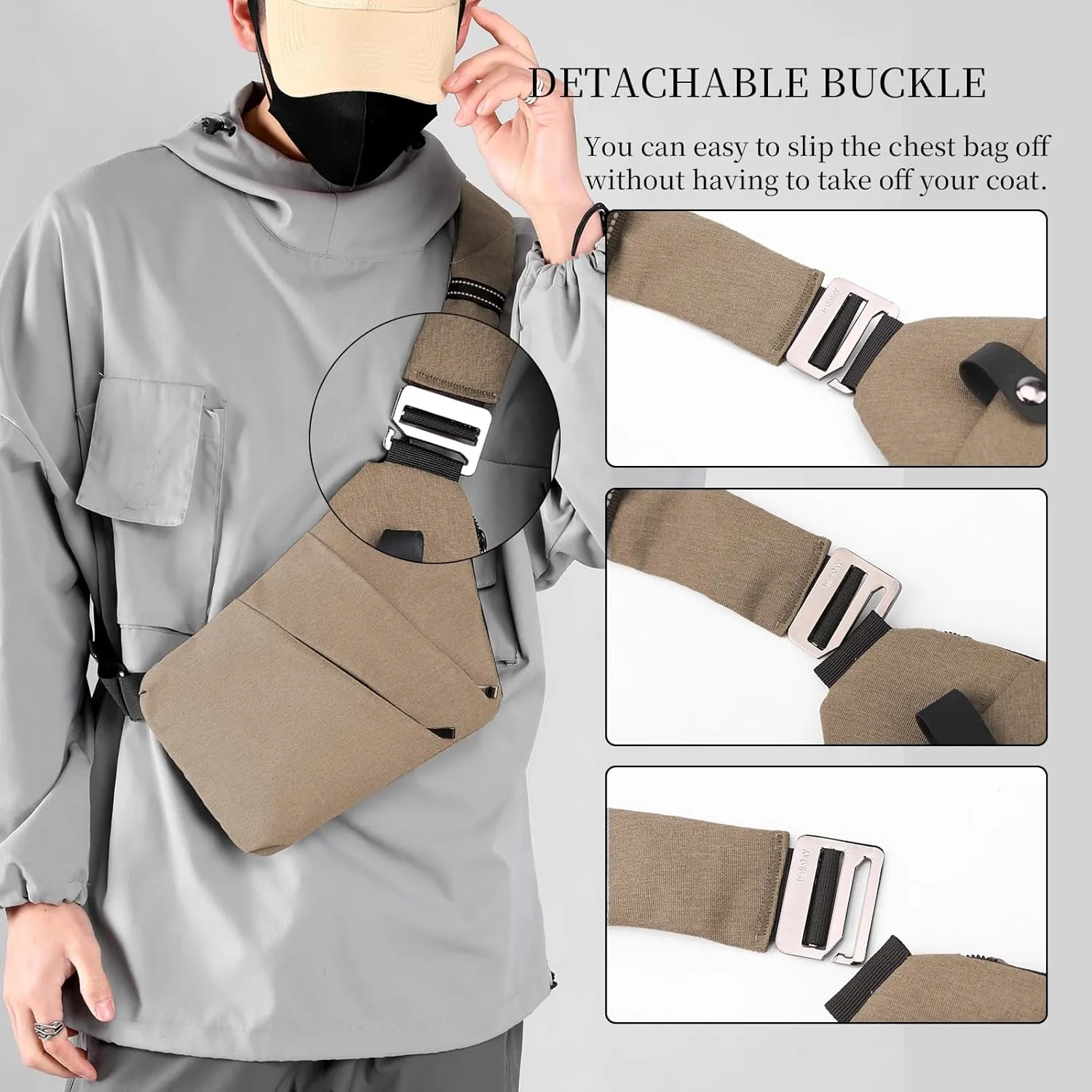 Anti Theft Crossbody Travel Bag - Multi-pocket Shoulder Bag with Adjustable Strap,Slim Sling Bag for Women Men