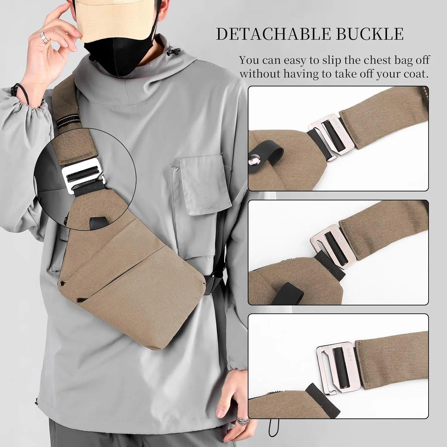 Anti Theft Crossbody Travel Bag - Multi-pocket Shoulder Bag with Adjustable Strap,Slim Sling Bag for Women Men