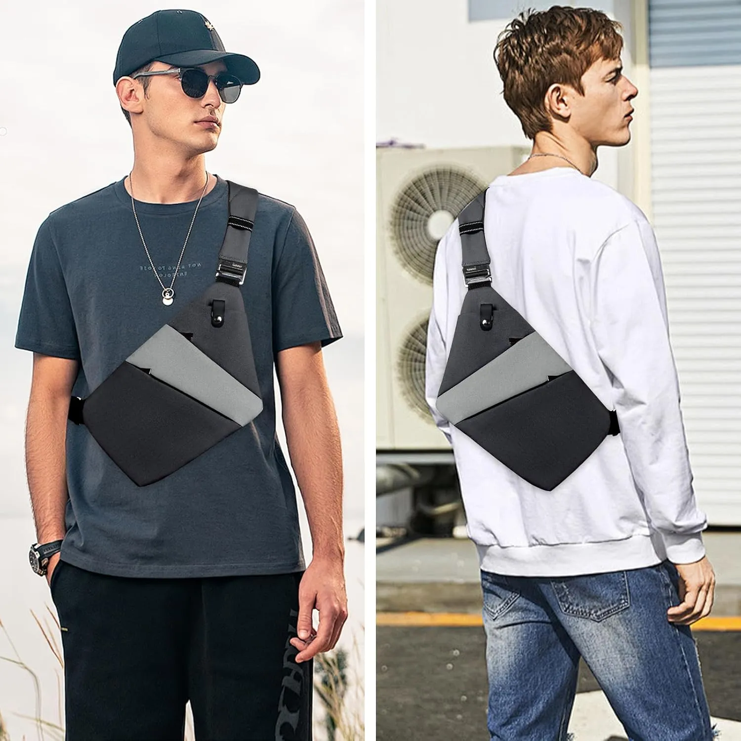 Anti Theft Crossbody Travel Bag - Multi-pocket Shoulder Bag with Adjustable Strap,Slim Sling Bag for Women Men