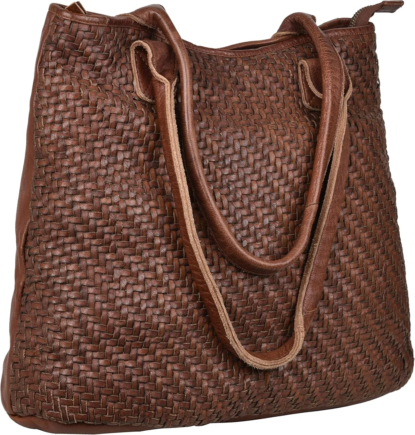 ANTONIO VALERIA Alice Braided Washed Leather HandBag for Women