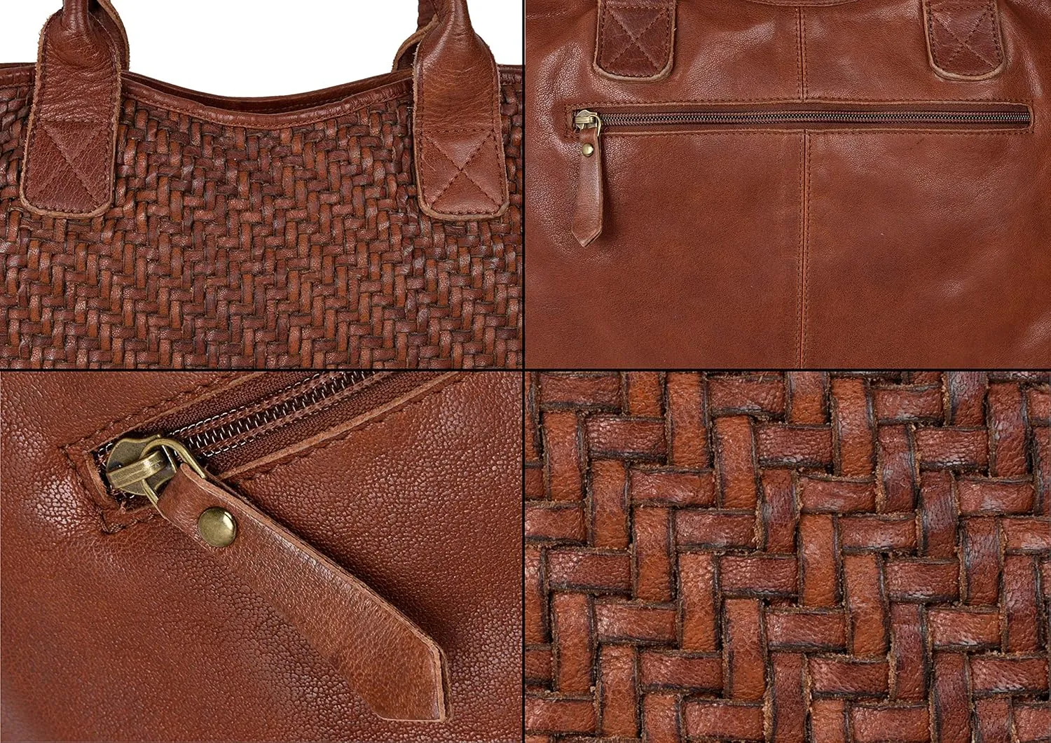 ANTONIO VALERIA Alice Braided Washed Leather HandBag for Women