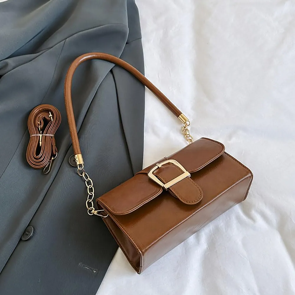 Aoekaff Shoulder Purse For Women Vintage Pu Leather Cute Small Shoulder Bag Retro Classic Handbags With Removable Strap