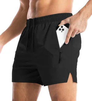 Aolesy Men's Gym Shorts Linerless & Liner - 5" Quick Dry Workout Running Shorts with Zip Pockets Sports Athletic Shorts
