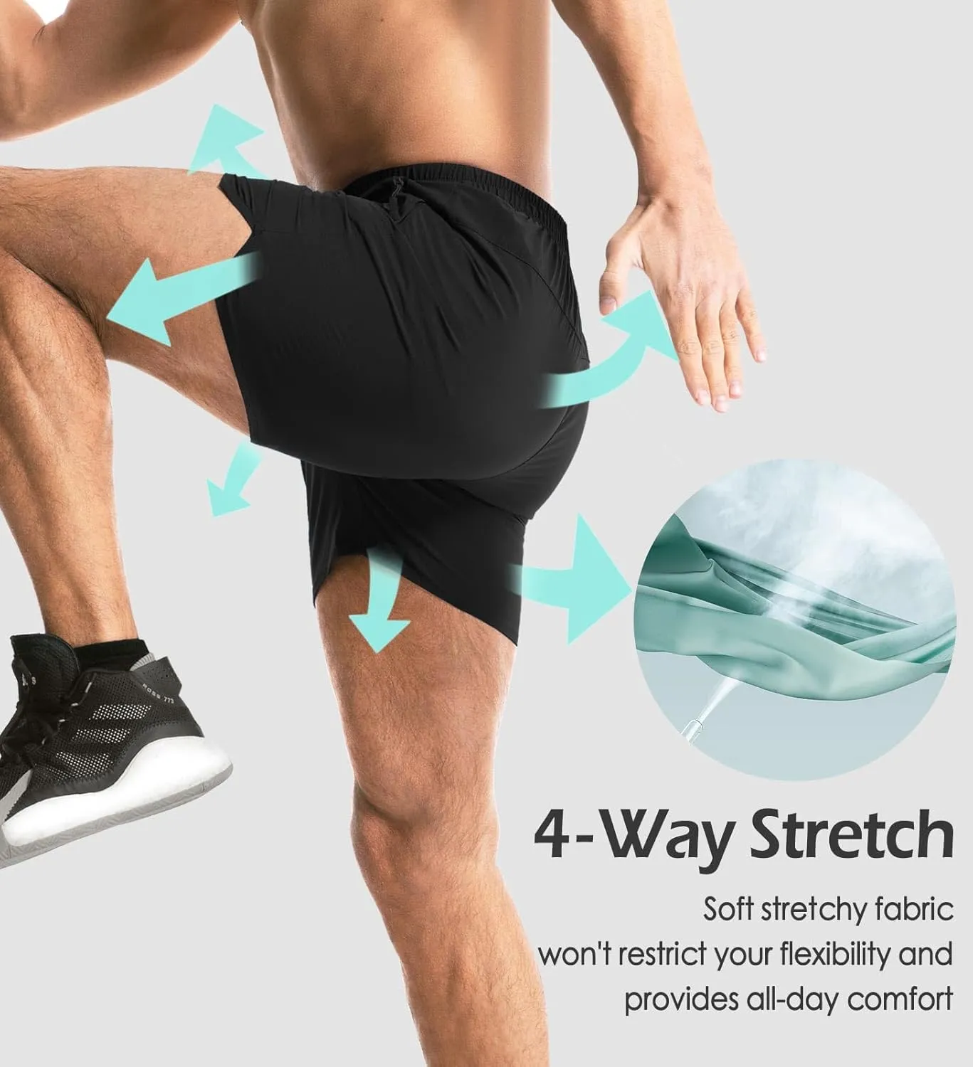 Aolesy Men's Gym Shorts Linerless & Liner - 5" Quick Dry Workout Running Shorts with Zip Pockets Sports Athletic Shorts