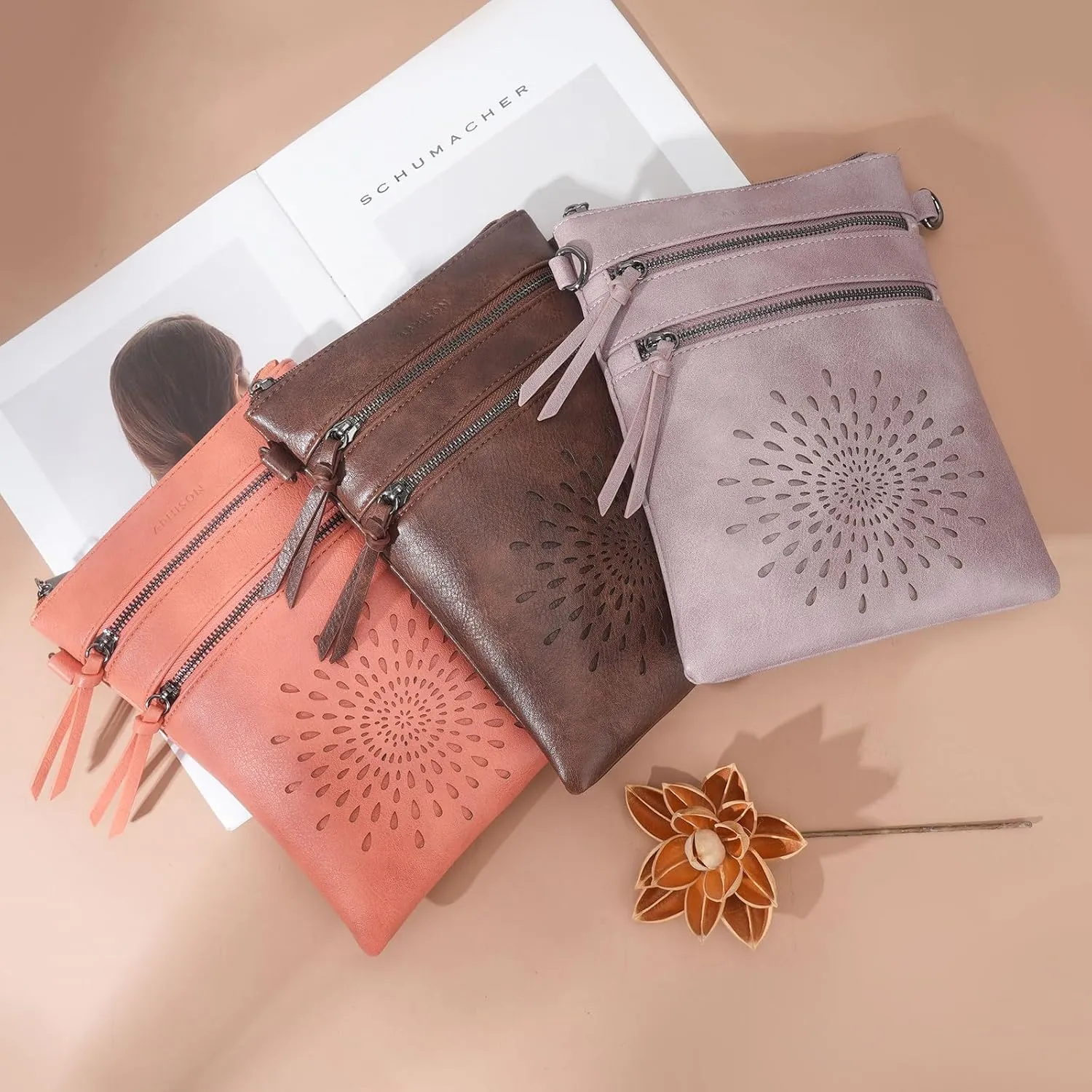 APHISON Crossbody Purse for Women, Vegan Leather Sunflower Crossbody Phone Handbags with Adjustable Strap