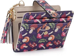 APHISON Women RFID Slim Bifold Wallet, Card Holder with Zipper Coin Purse, Ultra-Thin Compact Wallet with ID Window Minimalist Purple