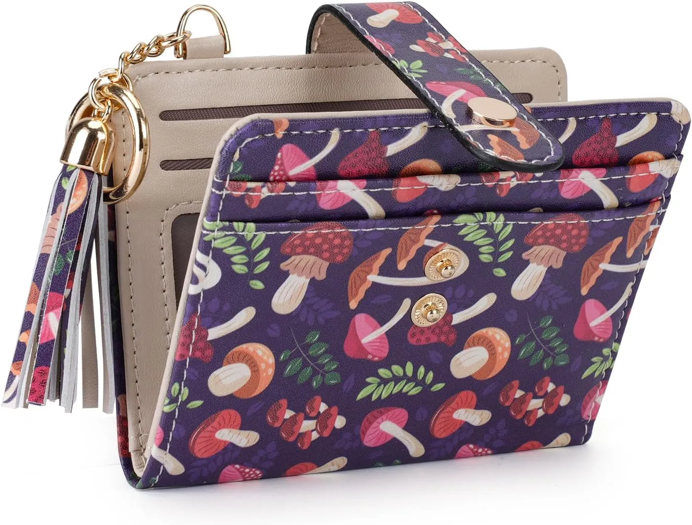 APHISON Women RFID Slim Bifold Wallet, Card Holder with Zipper Coin Purse, Ultra-Thin Compact Wallet with ID Window Minimalist Purple