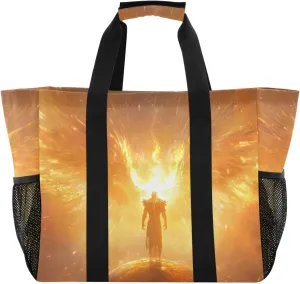 Archangel Wings Gold Large Tote Bags for Women Canvas Tote Purse Reusable Grocery Bags Top Handle Handbag for Travel, Work