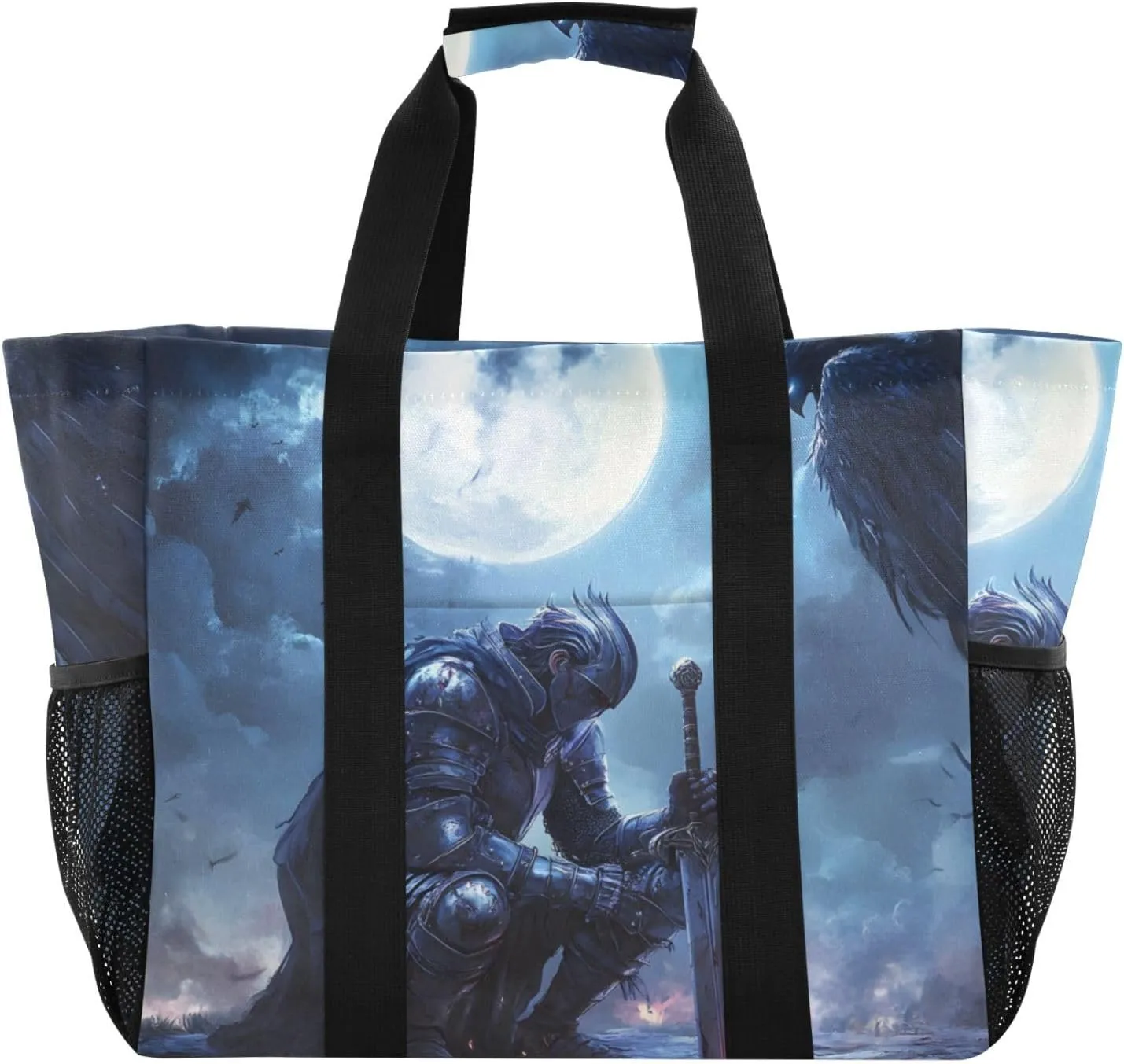 Archangel Wings Moon Large Tote Bags for Women Canvas Tote Purse Reusable Grocery Bags Top Handle Handbags for Travel, Work
