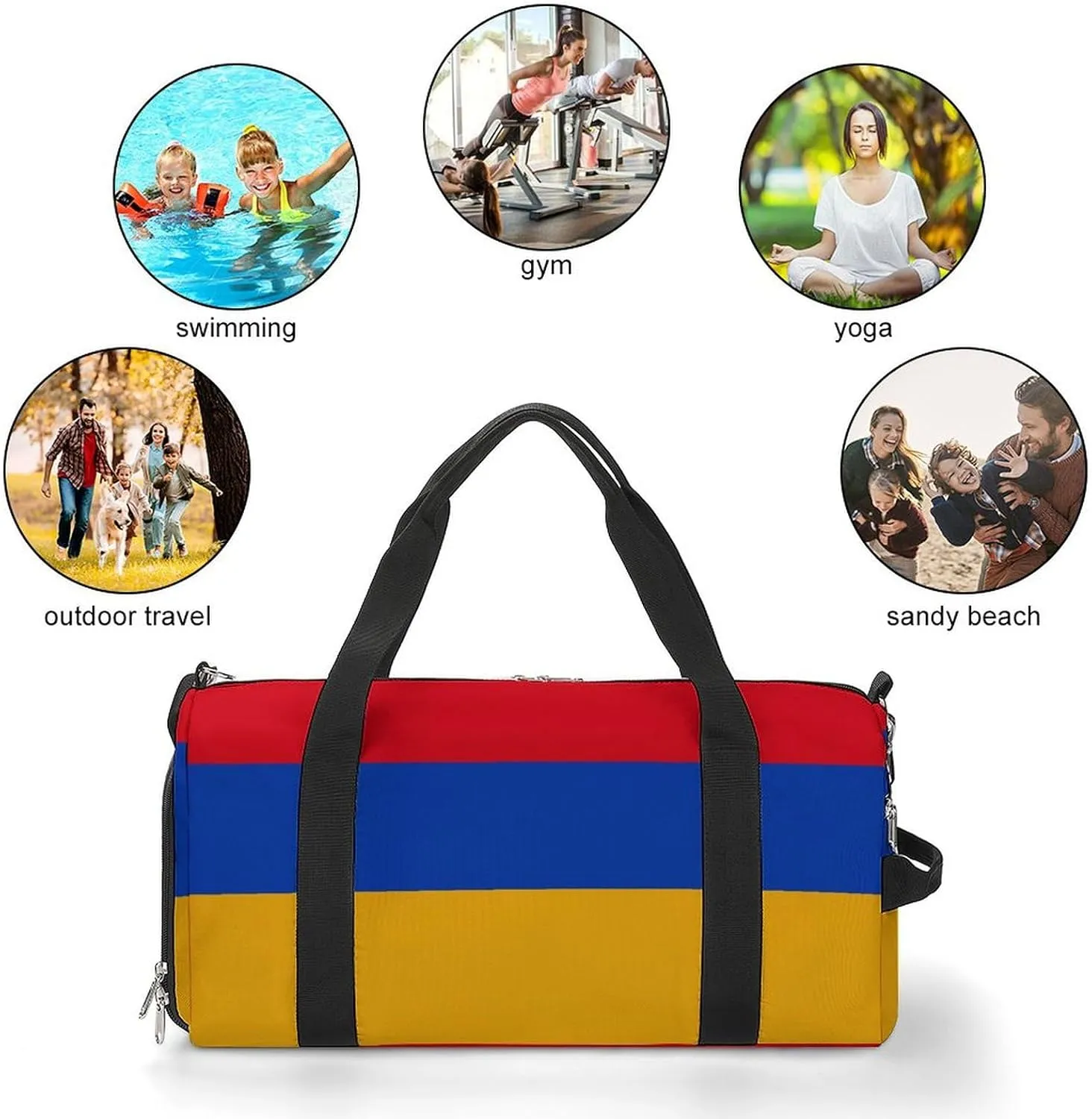 Armenian Flag Gym Bag for Men Women Shoe Compartment Lightweight Travel Tote