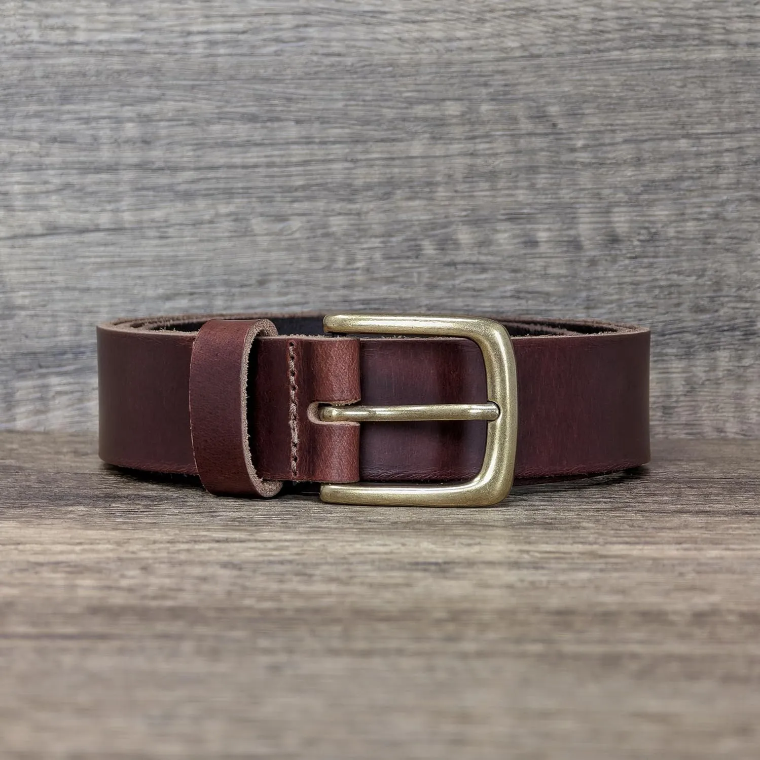 Ashford Ridge Made in England 34mm Full Hide Leather Belt with Brass Colour Buckle